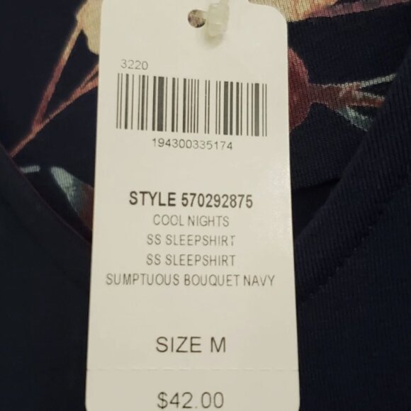 NWT Soma M Cool Night's Short Sleeve Sleepshirt in Sumptuous Bouquet Navy $42 - Picture 5 of 6